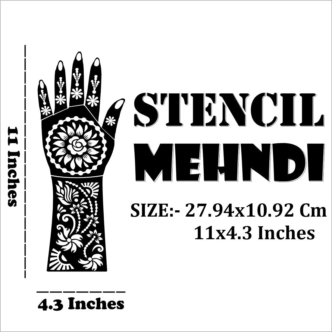 Elegant Floral Pattern Bridal Mehndi Stencil Sticker For Bride’s Special Day Functions Easy To Use With Instant Beautiful Design