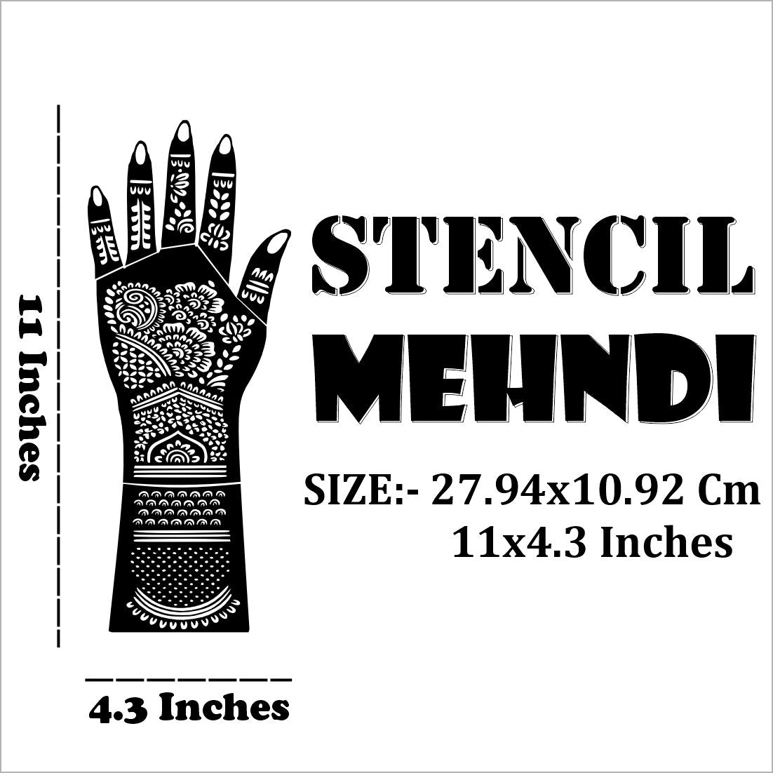 Full Palm Bridal Mehndi Stencil Sticker With Romantic Cultural Artwork Easy To Use With Instant Beautiful Design