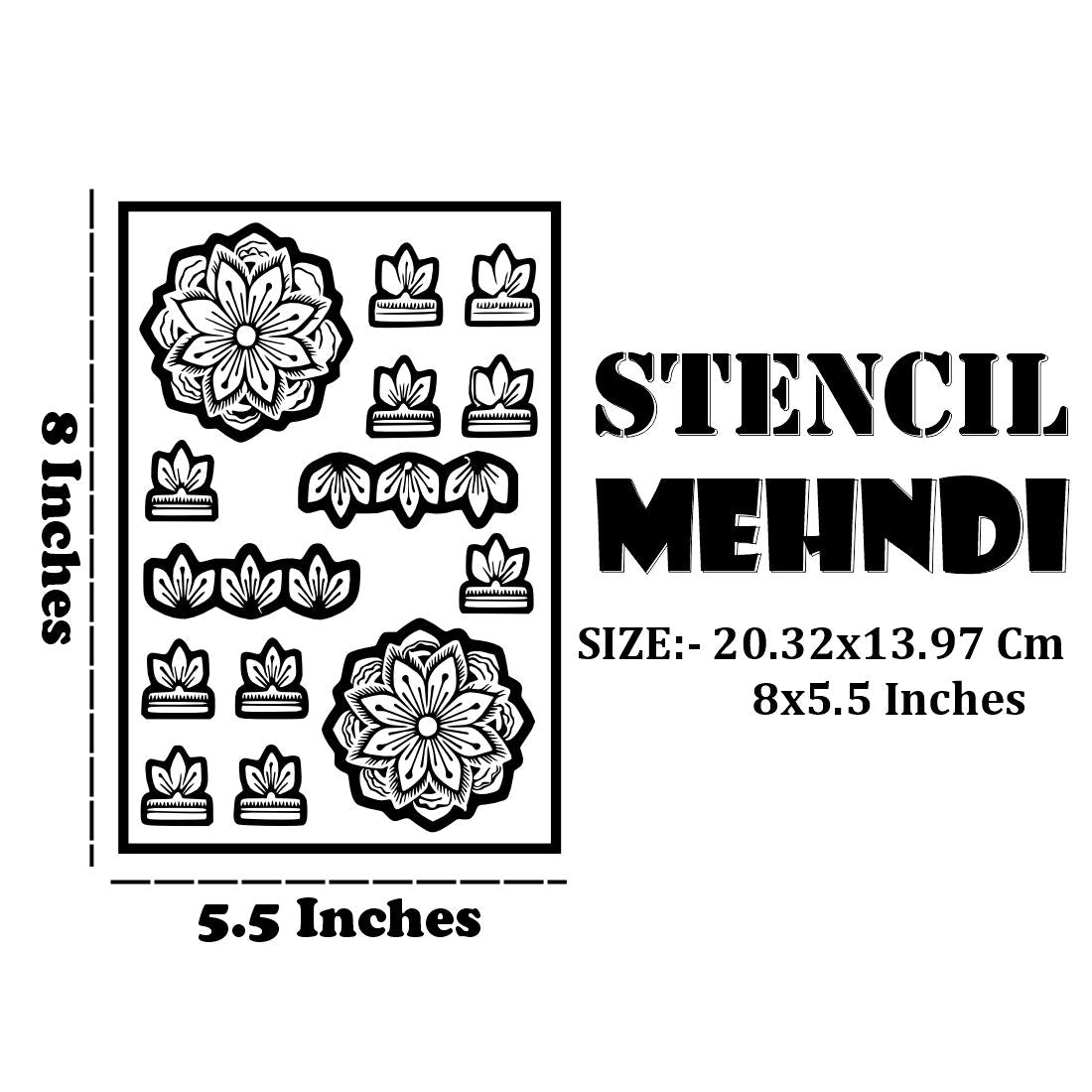 Reusable Rose & Leaf Mehndi Stencil For Full-Hand & Finger Henna Art