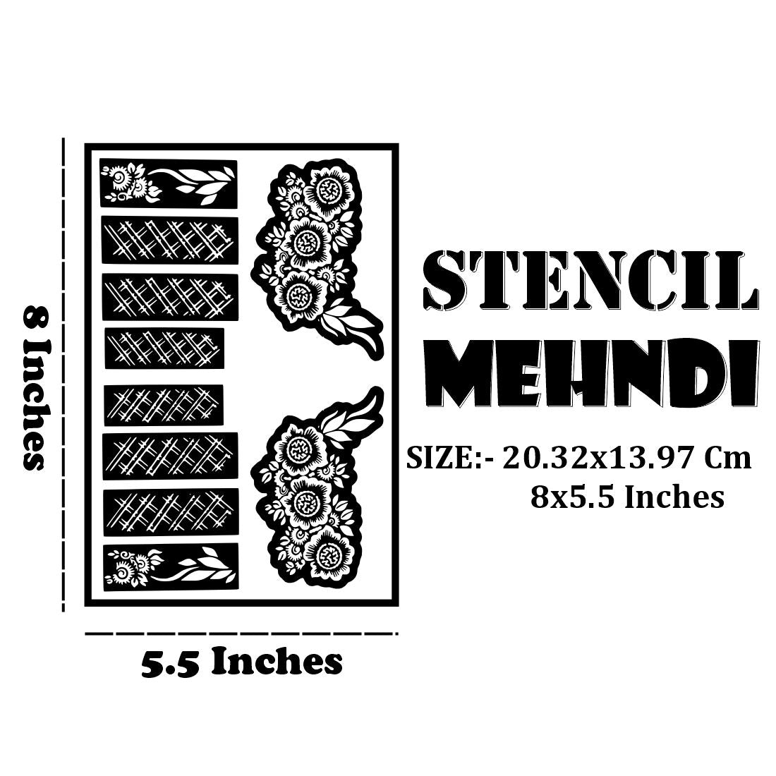 Intricate Rose & Leaf Henna Stencil With Traditional Patterned Finger Design