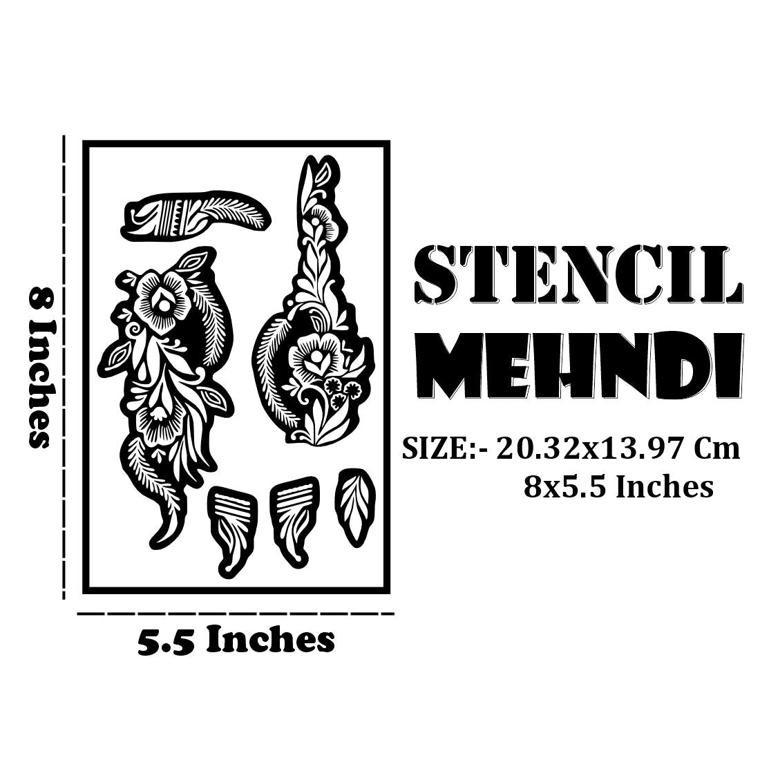 Intricate Henna Stencil With Flowing Floral And Leafy Motifs For Hand
