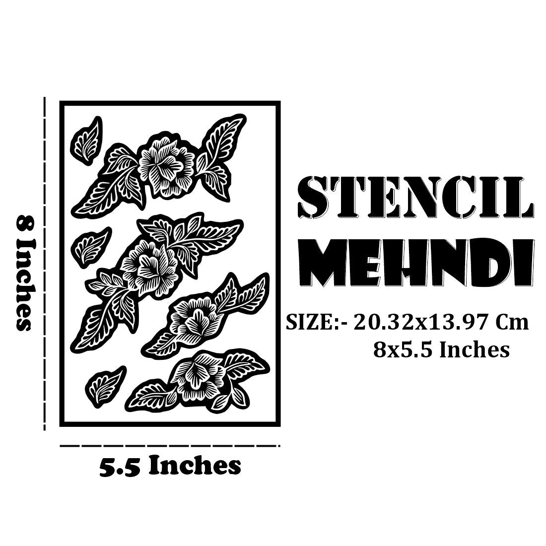 Artistic Mehndi Stencil Featuring Bold Leaf Patterns & Flowing Floral