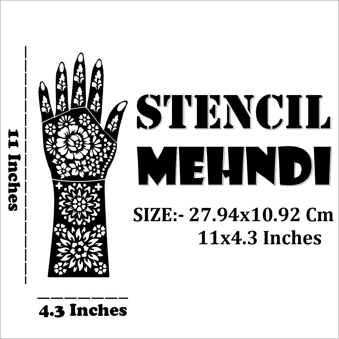 Mehndi Stencil Sticker For Brides With Ornate Floral And Geometric Patterns Easy To Use With Instant Beautiful Design