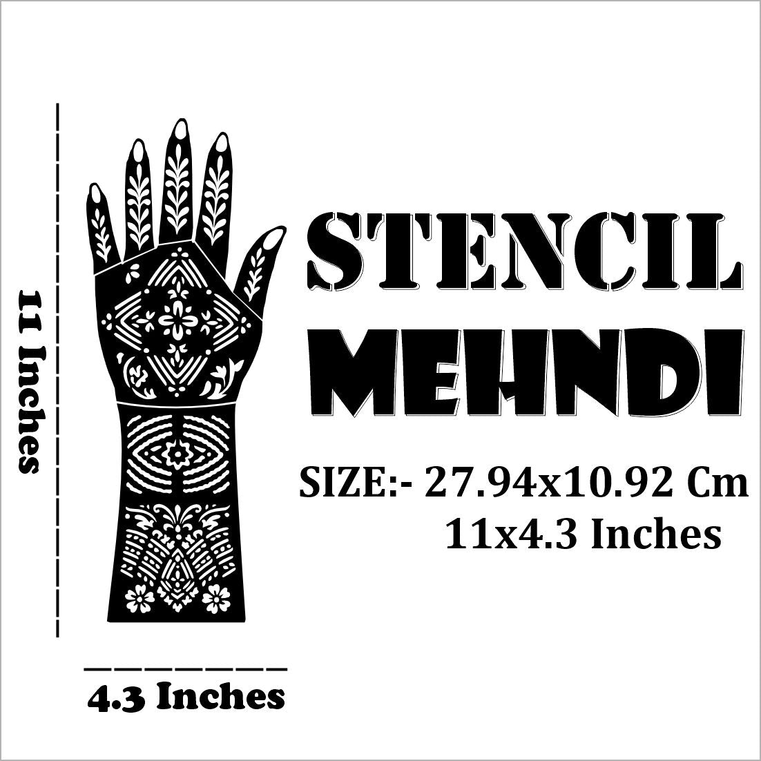 Intricate Peacock Design Bridal Mehndi Stencil Sticker For Wedding Functions Easy To Use With Instant Beautiful Design