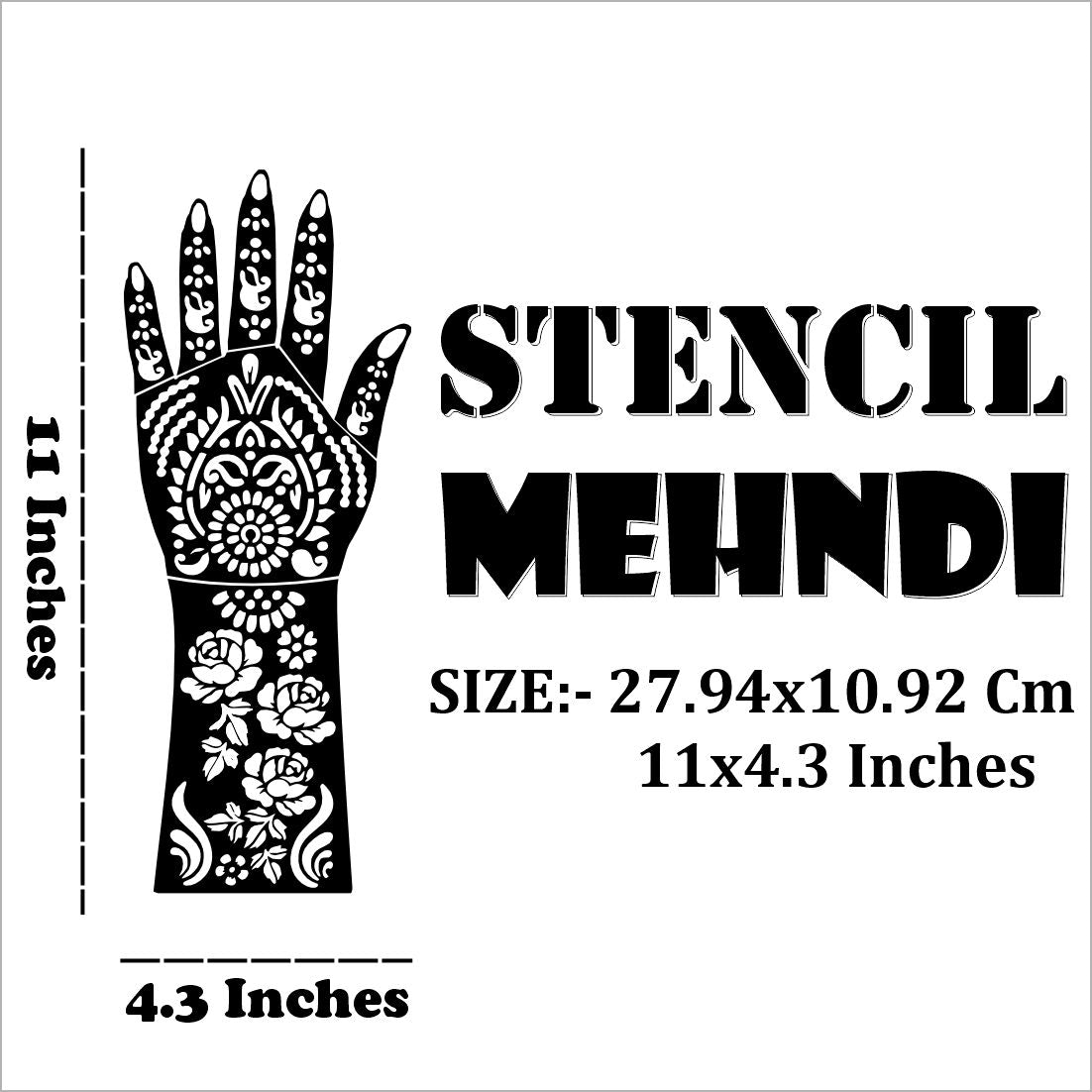 Full Palm Bridal Mehndi Stencil Sticker With Romantic Cultural Artwork Easy To Use With Instant Beautiful Design