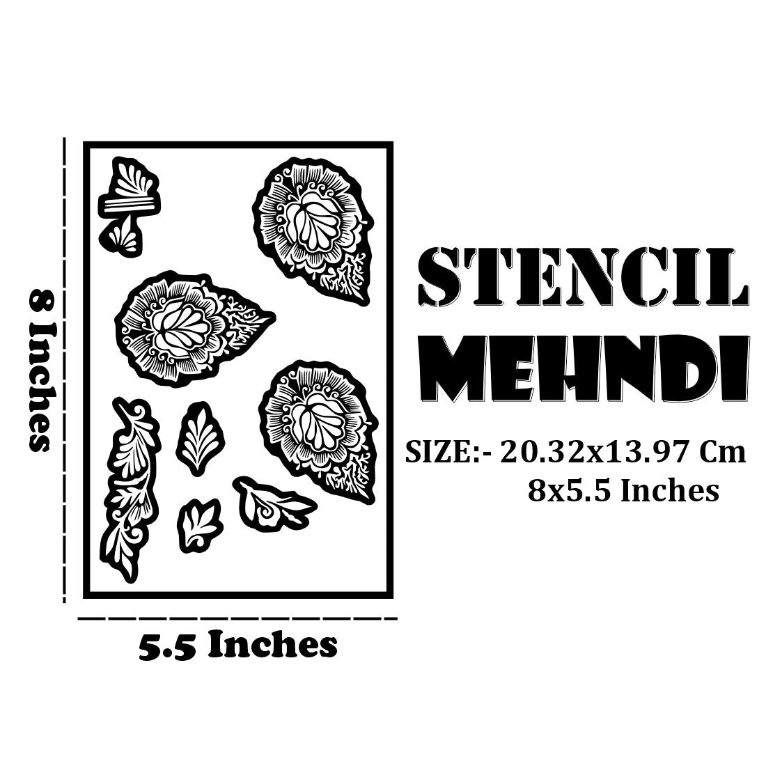 Artistic Leaf & Flower Mehndi Stencil Ideal For Traditional & Modern Designs