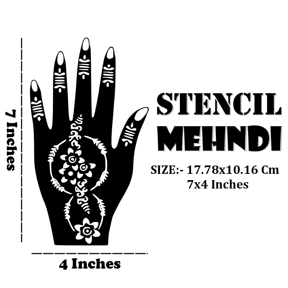 Hand and Palm Mehndi Stencil Sticker for Classic Looks Easy to Apply & Perfect for All Occasions | Peel And Stick Stencil Mehndi Sticker For Women, Girls And Teen-age