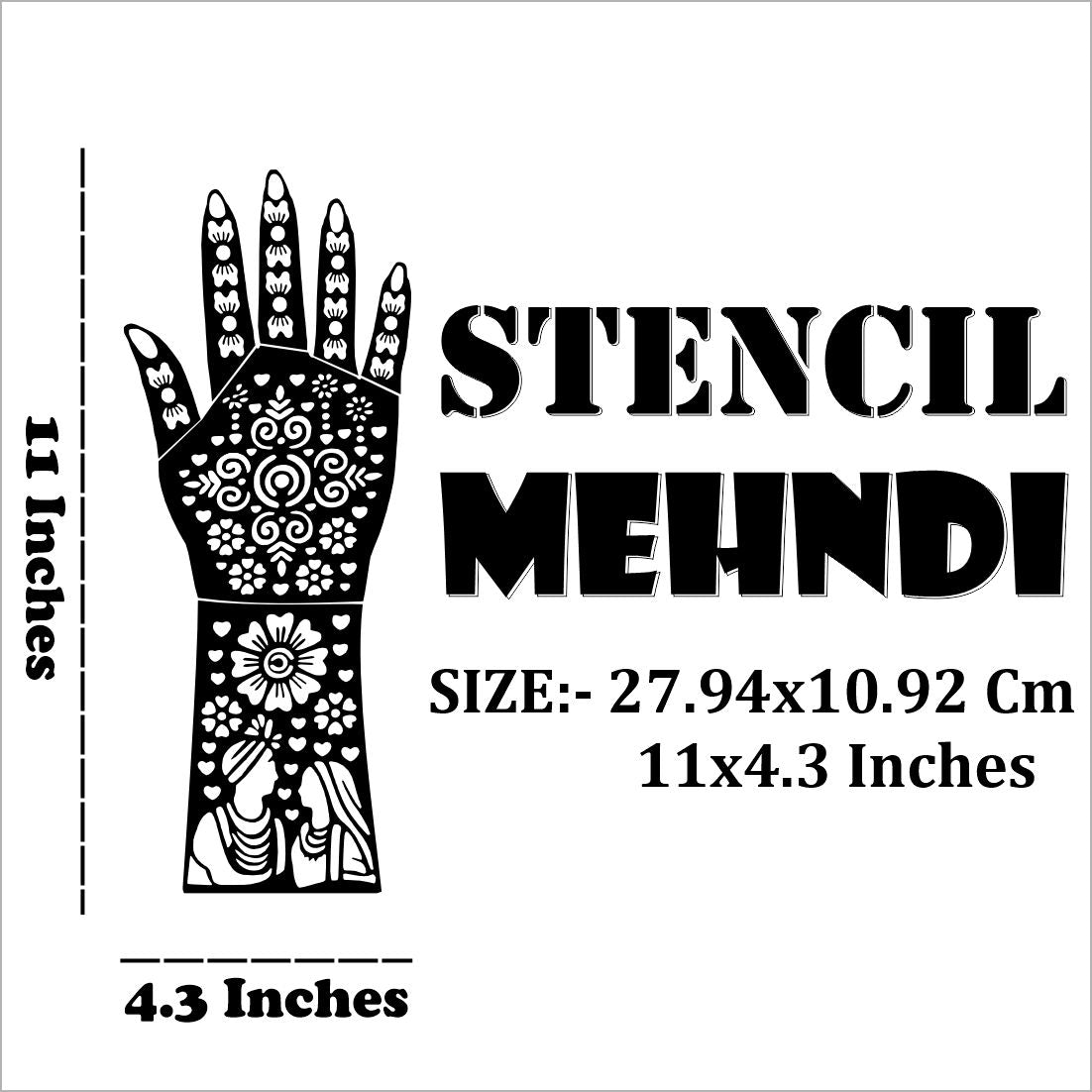 Royal Bridal Mehndi Stencil Sticker Featuring And Diamond Functions Easy To Use With Instant Beautiful Design
