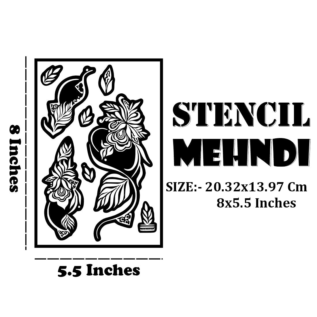 Intricate Leaf & Floral Mehndi Stencil Sticker With Elegant Curves And Motifs