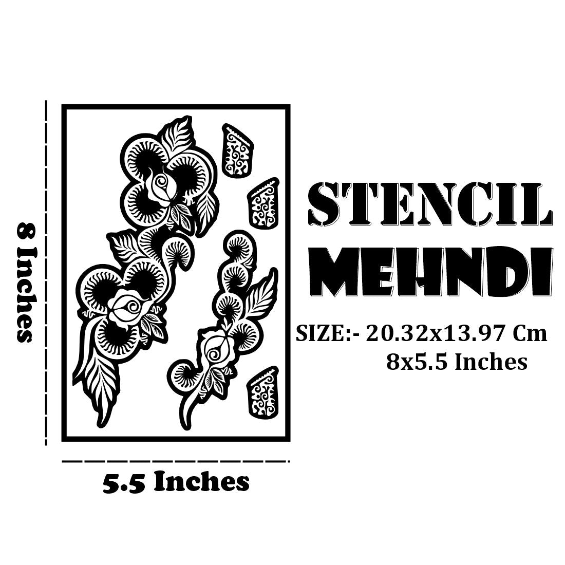 Intricate Rose & Leaf Henna Stencil With Traditional Patterned Finger Design