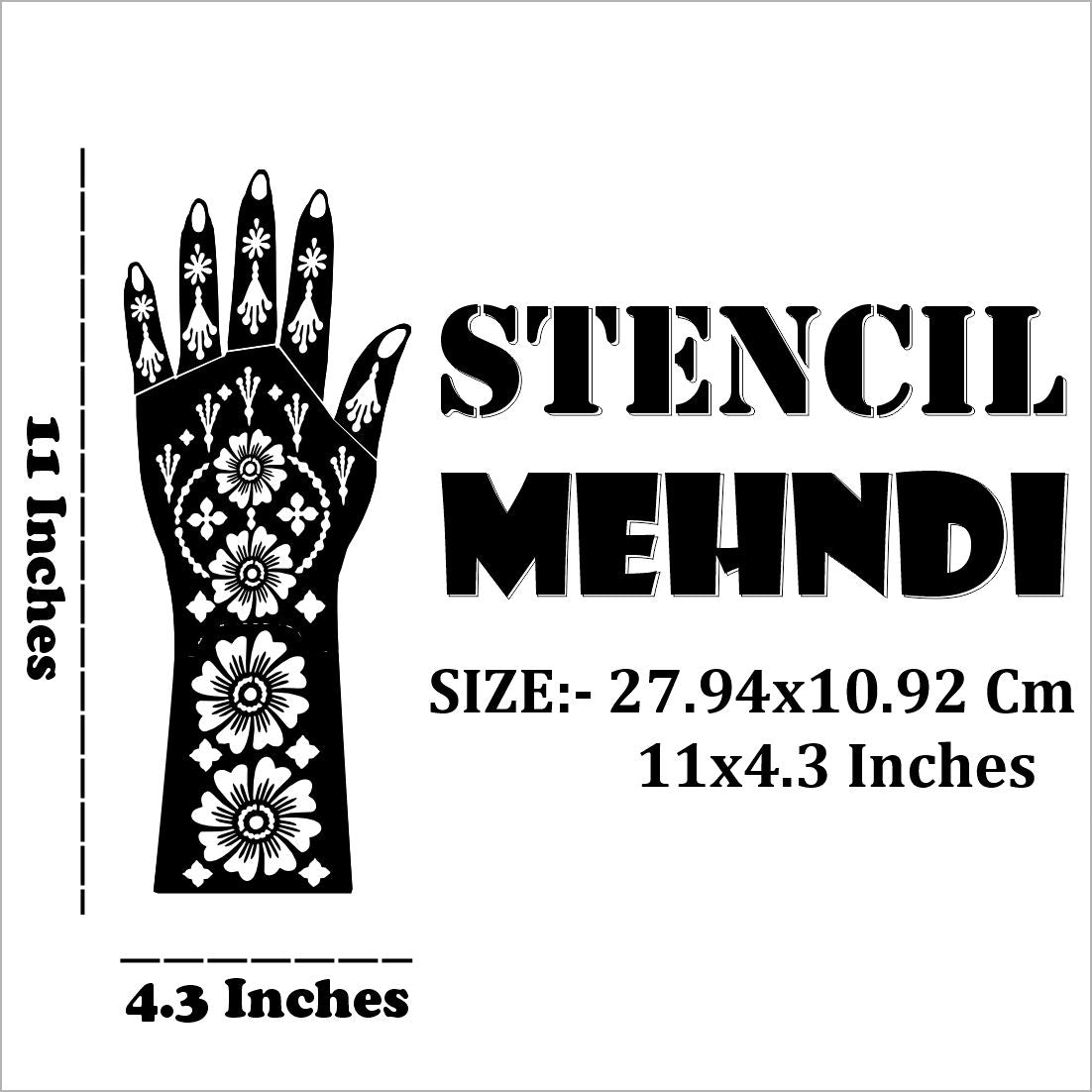 Stylish Geometric Pattern Bridal Mehndi Stencil Sticker for Classic Look Functions Easy To Use With Instant Beautiful Design