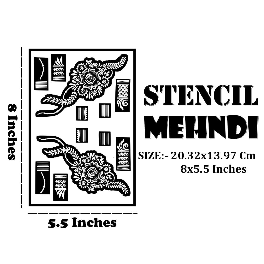 Reusable Mehndi Stencil Large Roses, Leaf Patterns, & Finger Designs