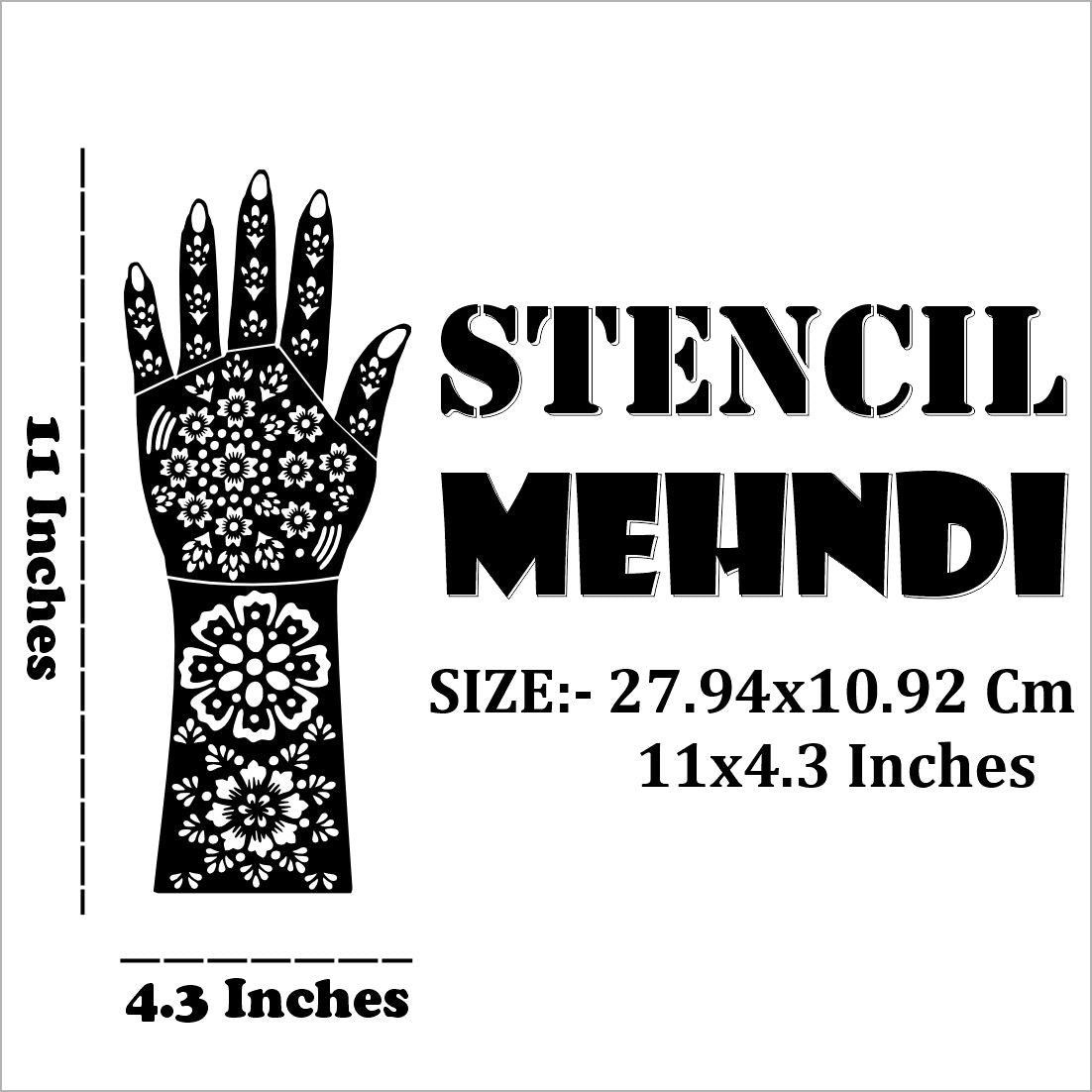 Bold Bridal Mehndi Stencil Sticker Featuring Traditional Indian Elements Easy To Use With Instant Beautiful Design