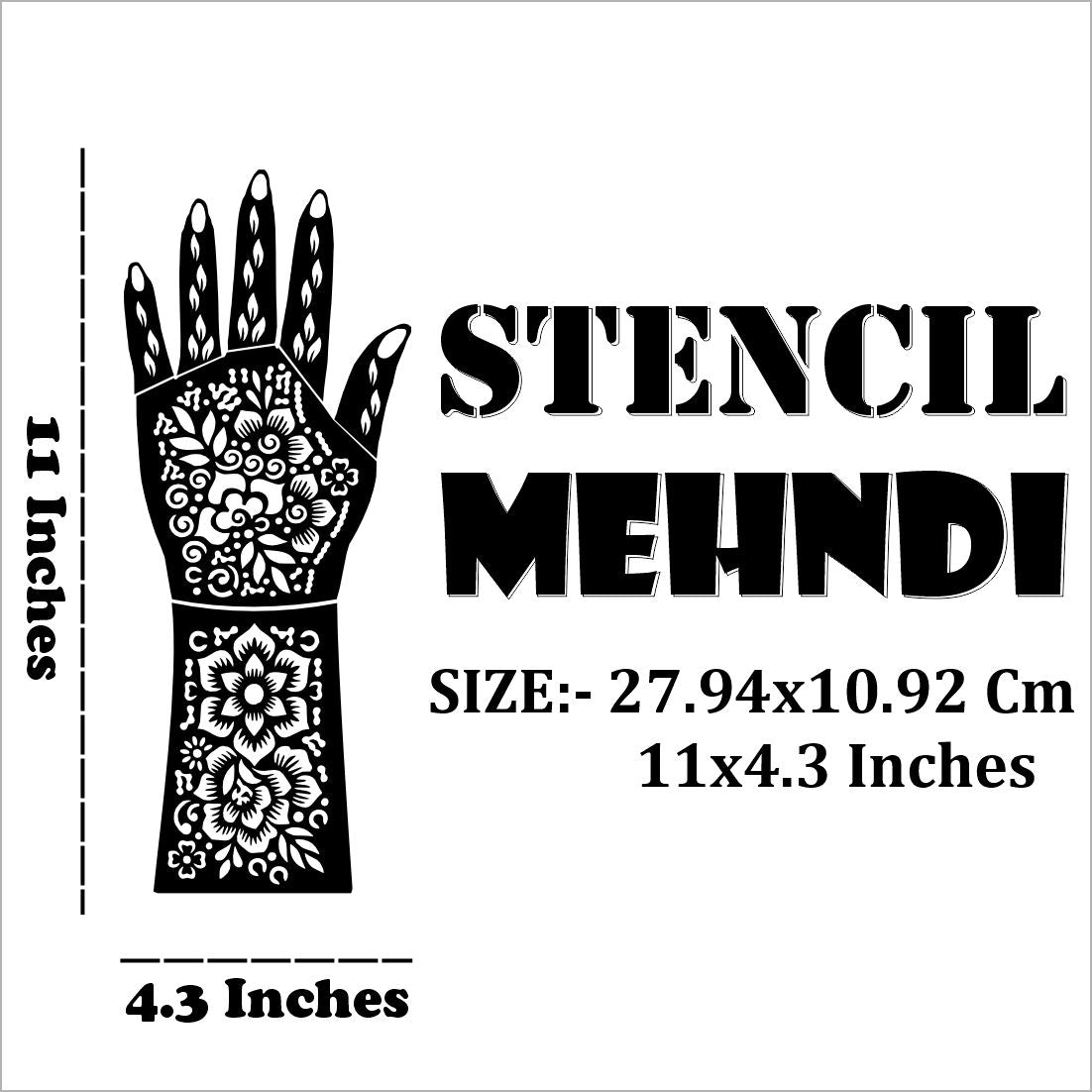 Peacock And Leaf Design Bridal Mehndi Stencil Sticker For Indian Bride Easy To Use With Instant Beautiful Design