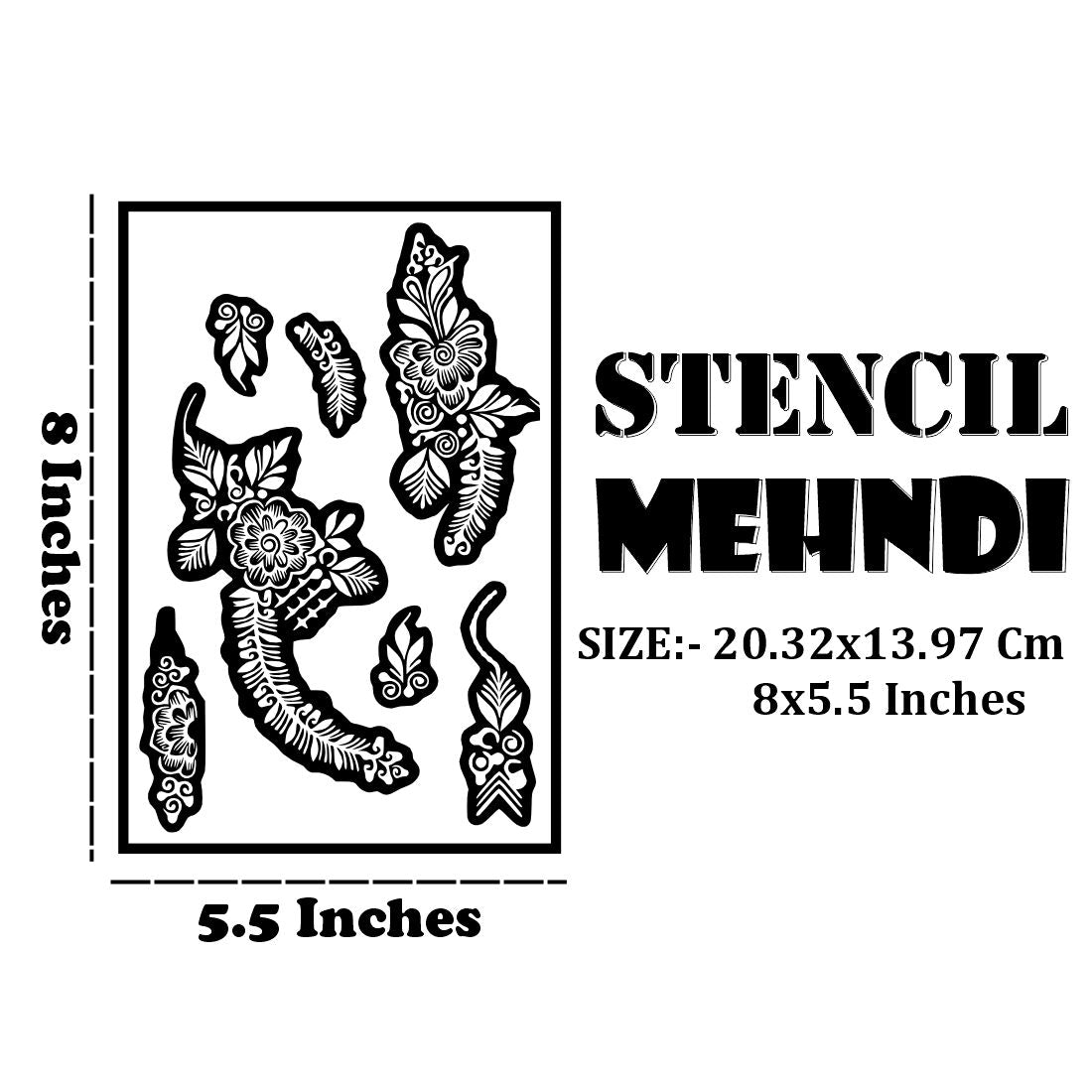 Artistic Flower Mehndi Stencil With Feather-Like Leaf Patterns For Unique Hand