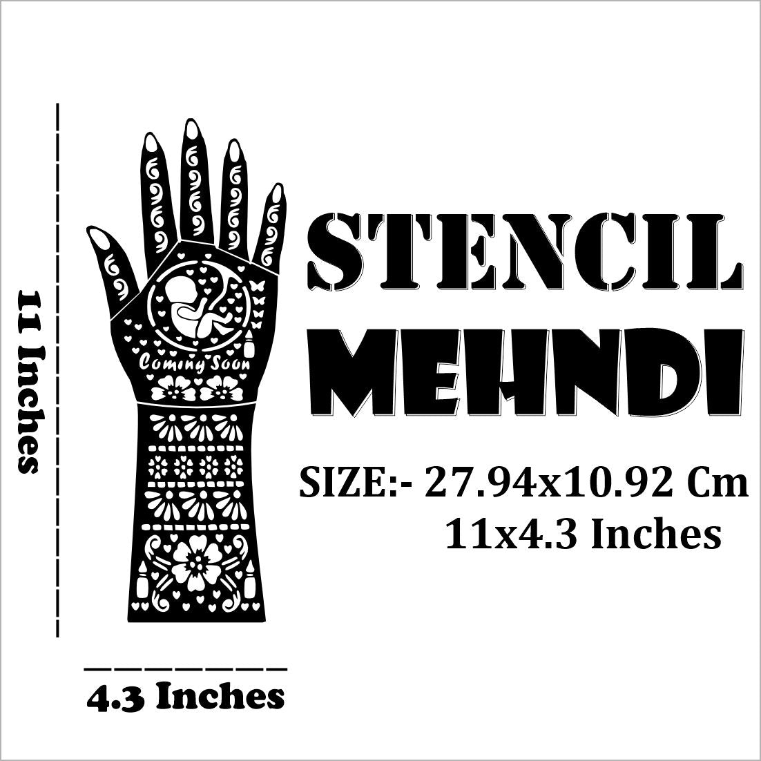 Romantic Couple Bridal Mehndi Stencil Sticker For Palm And Back Hand Use Functions Easy To Use With Instant Beautiful Design