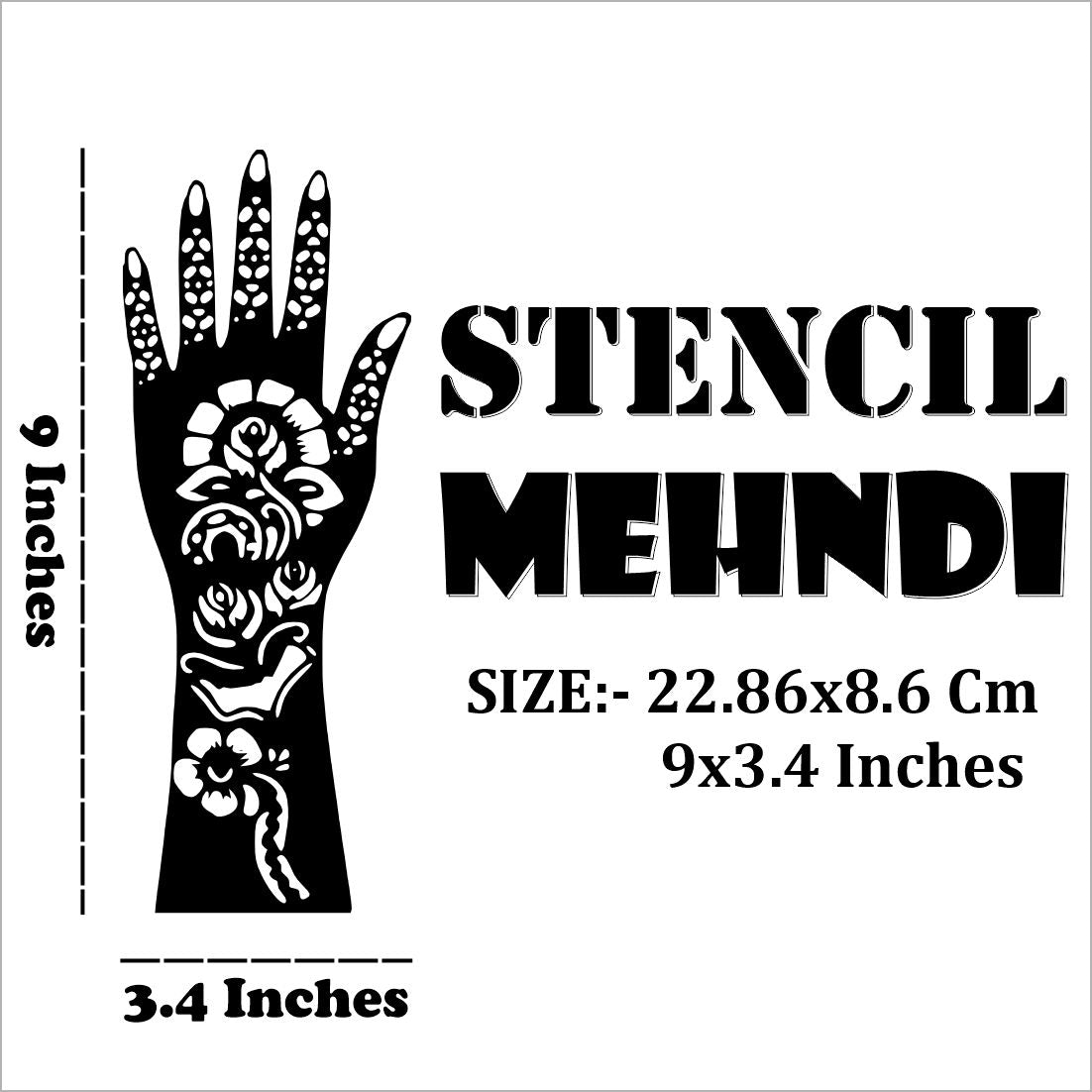 Arabic Pattern Mehndi Stencil Sticker for Traditional and Bridal Art Peel And Stick Stencil Mehndi Sticker For Women, Girls And Teen-age
