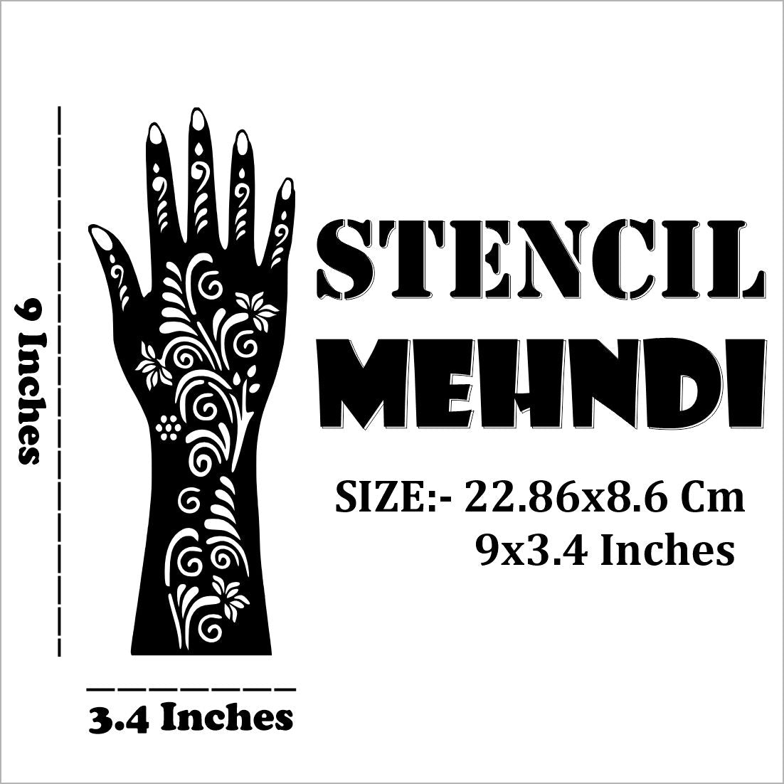 Reusable Floral Mehndi Stencil Sticker for Repeated Use Peel And Stick Stencil Mehndi Sticker For Women, Girls And Teen-age