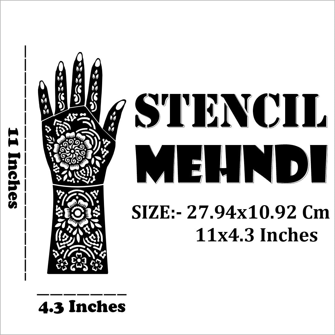 Hand And Wrist Bridal Mehndi Stencil Sticker With Classic Elements Easy To Use With Instant Beautiful Design