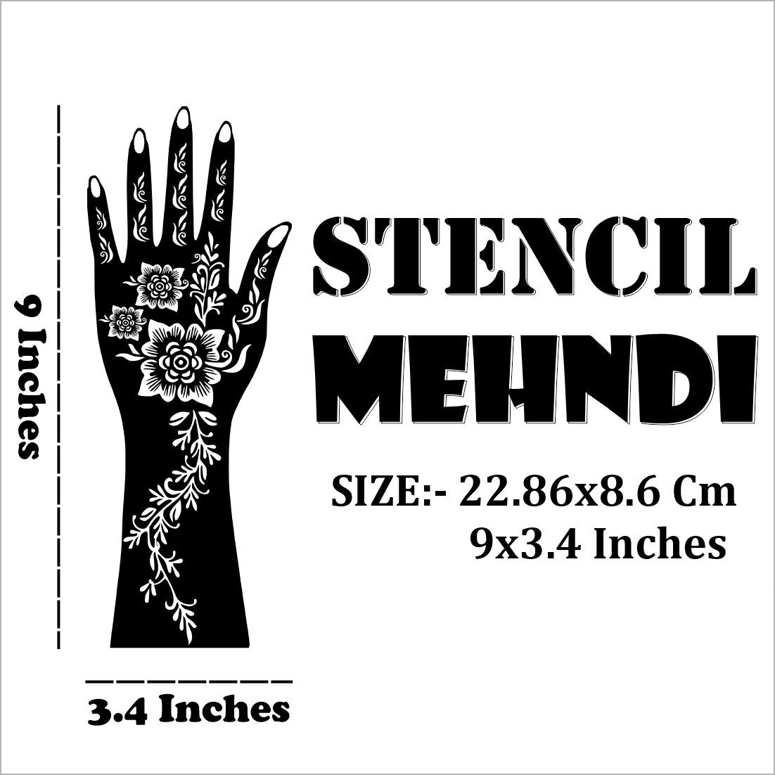 Decorative Henna Mehndi Stencil Sticker for Fashionable Unique Looks Peel And Stick Stencil Mehndi Sticker For Women, Girls And Teen-age