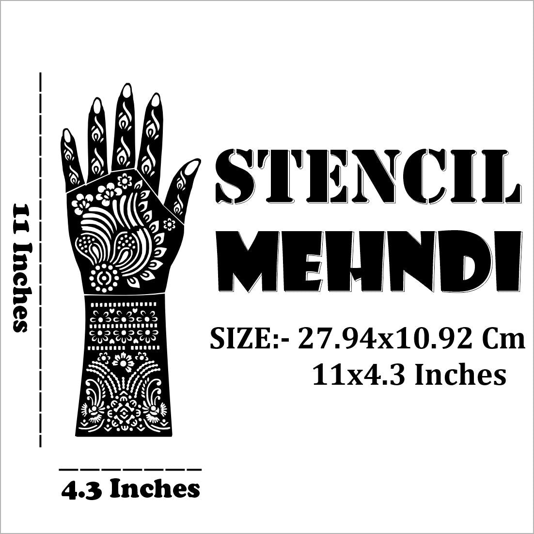 Finger And Palm Bridal Mehndi Stencil Sticker With Traditional Indian Art Functions Easy To Use With Instant Beautiful Design