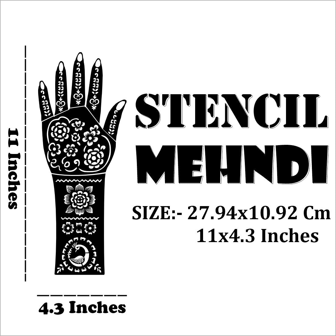 Traditional Full Hand Bridal Mehndi Stencil Sticker With Floral And Leaf Patterns Easy To Use With Instant Beautiful Design