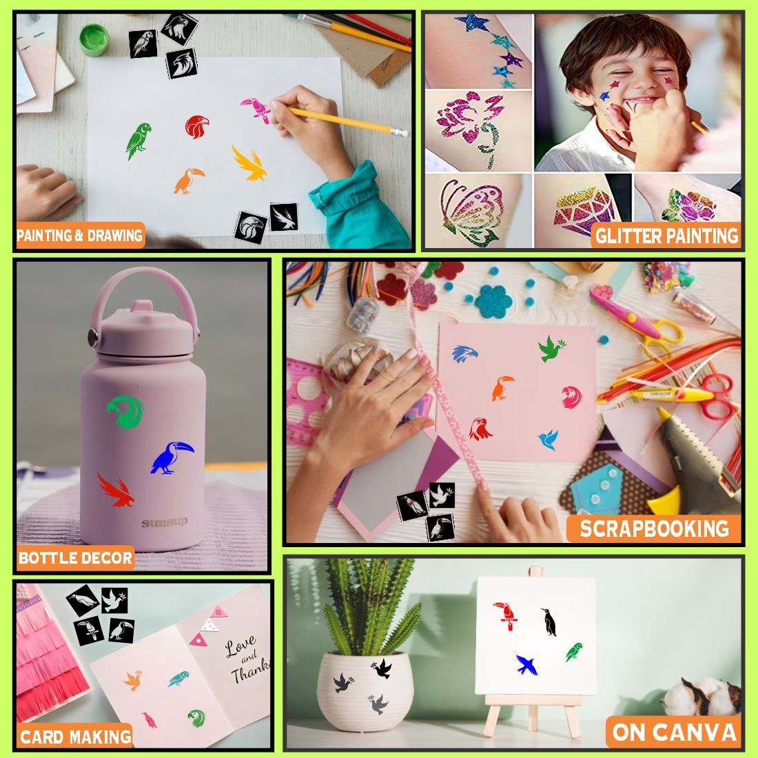 Cherry And Ginger & Multi Designs Small Stencil Sticker For Kids |Kids can decorate notebooks, drawings, or school projects with Stencil stickers