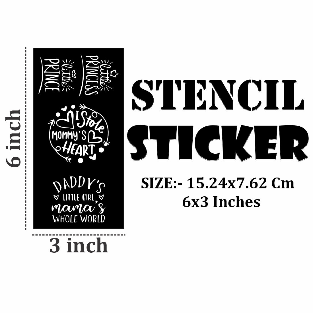 Creative Text Based Mehndi Stencil Sticker for Prince and Princess Theme Events