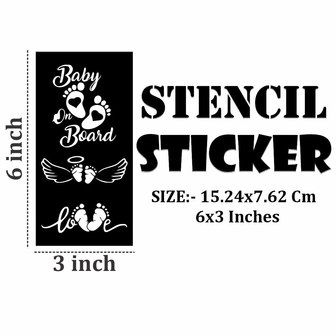 Baby Footprint Mehndi Stencil Sticker With ‘Baby on Board’ Text for Cute Themes