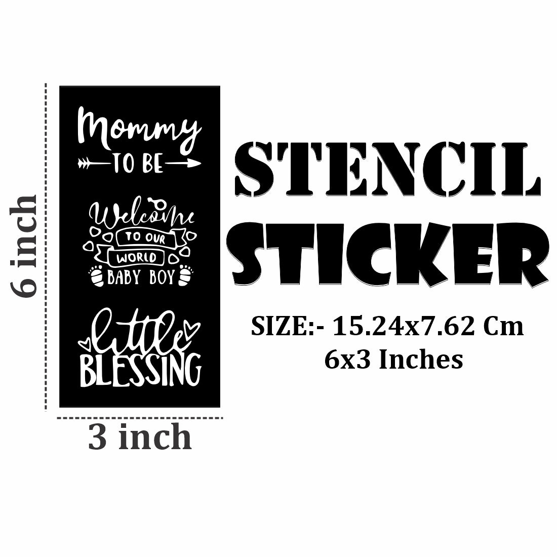 Newborn Celebration Mehndi Stencil Sticker “Little Blessing” Script Design