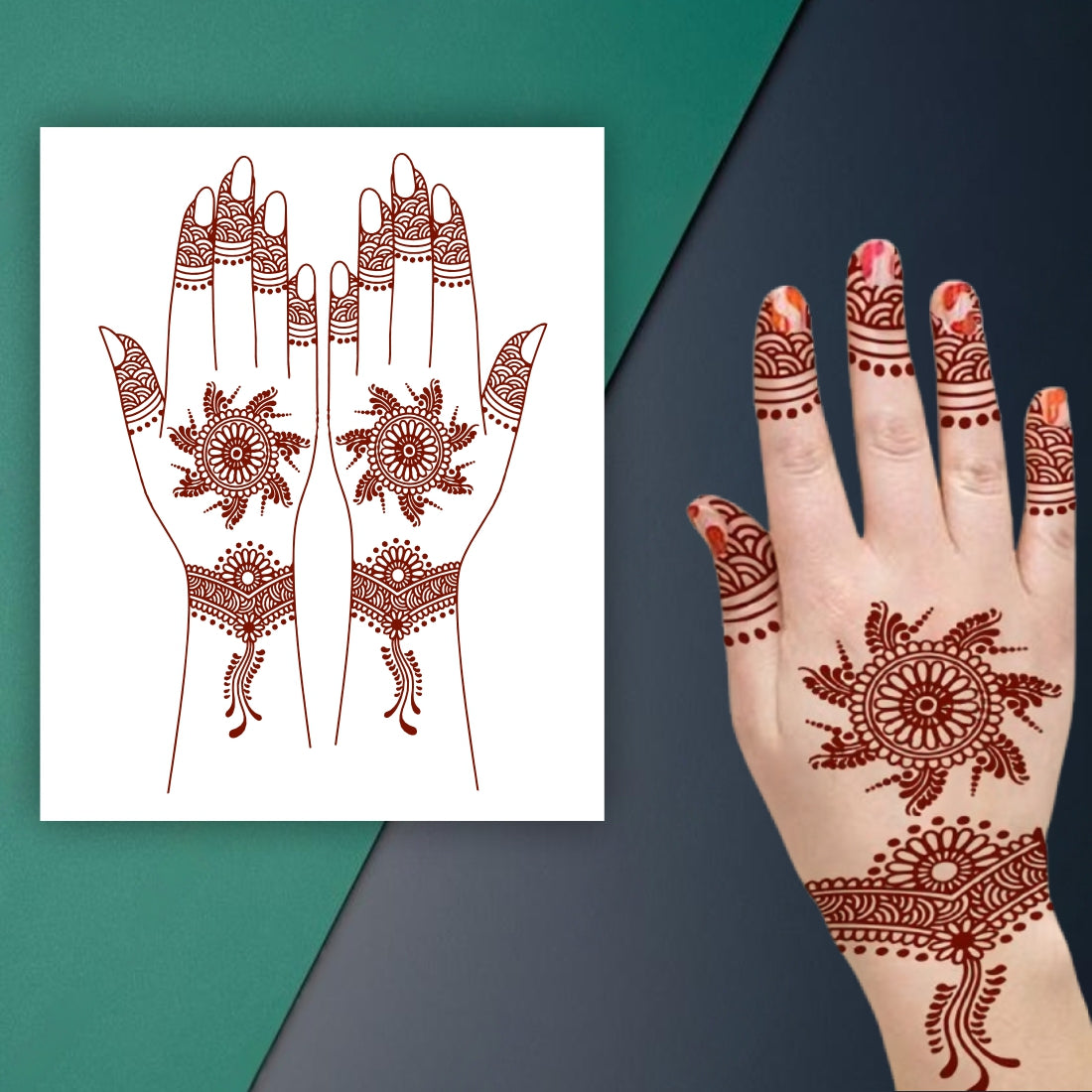 Flower Henna Mehndi Design Temporary Tattoo Sticker For Girls  Women Temporary Mehndi Tattoo