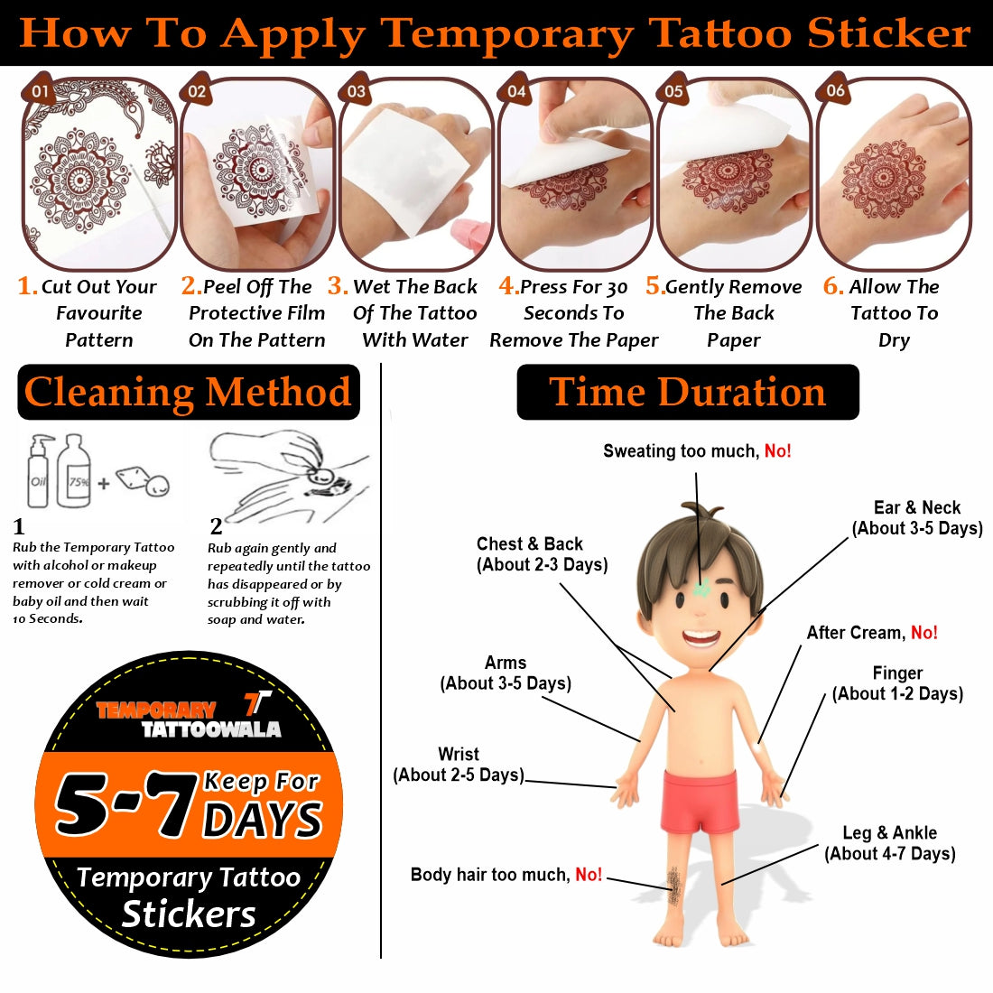 Circle Design Henna Mehndi Temporary Tattoo Sticker For Girls & Women Temporary Mehndi Tattoo Sticker