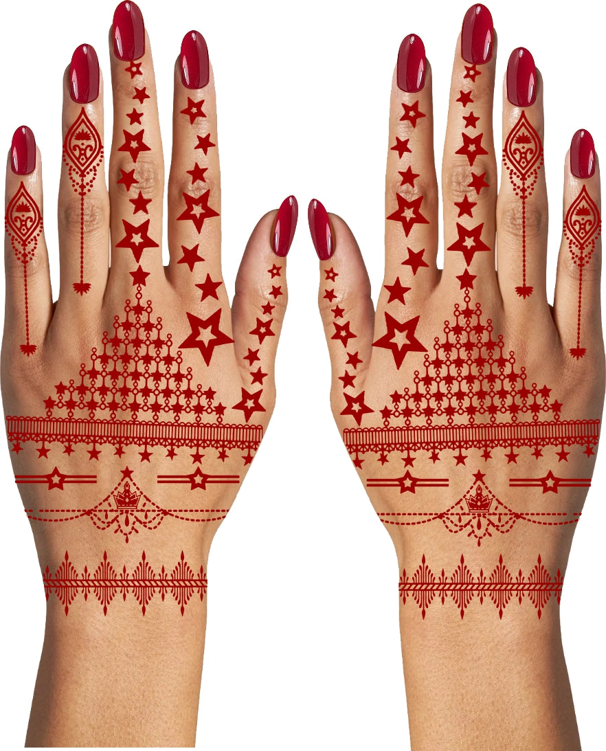 Star Mandala Mehndi Tattoo For Women Waterproof Temporary Body Tattoo Full Hand