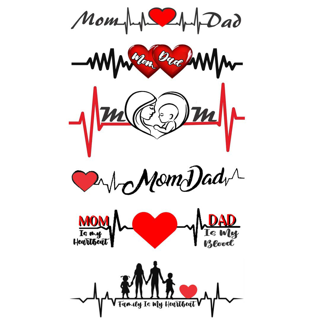 6D Mom Dad with heartbeat line Mobile Skin Wrap - KGN COVER