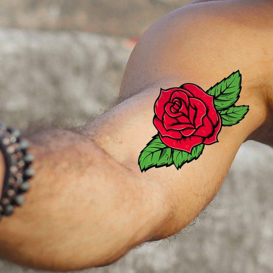 Gorgeous Rose with leaves Temporary Waterproof Tattoo For Men and Women
