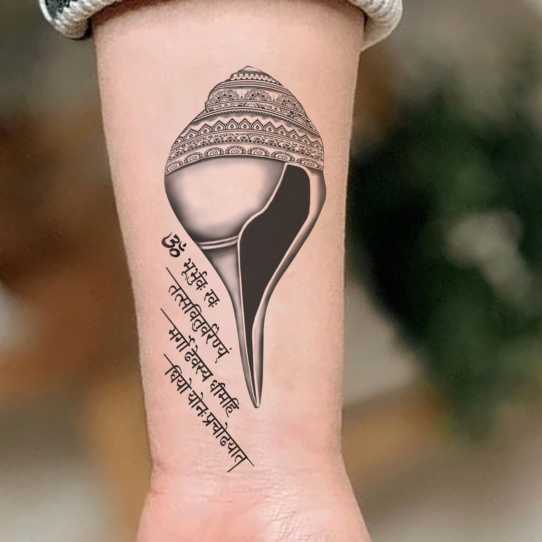 Sankh with Gaytri Mantra Temporary Tattoo Waterproof For Male and Female Temporary Body Tattoo