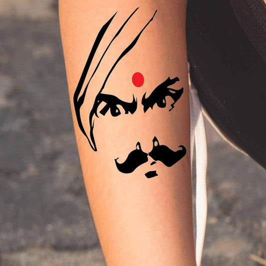 Indian Bharathiyar Angry Face Design Temporary Waterproof Tattoo For Men and Women…