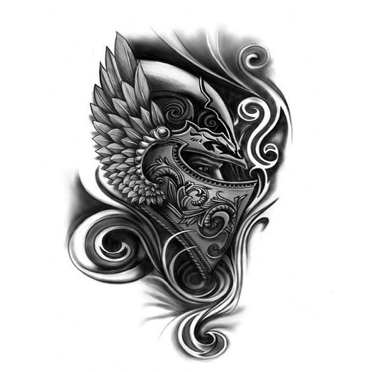 Dragon Helmet Tattoo Waterproof Male and Female Temporary Body Tattoo - Temporarytattoowala