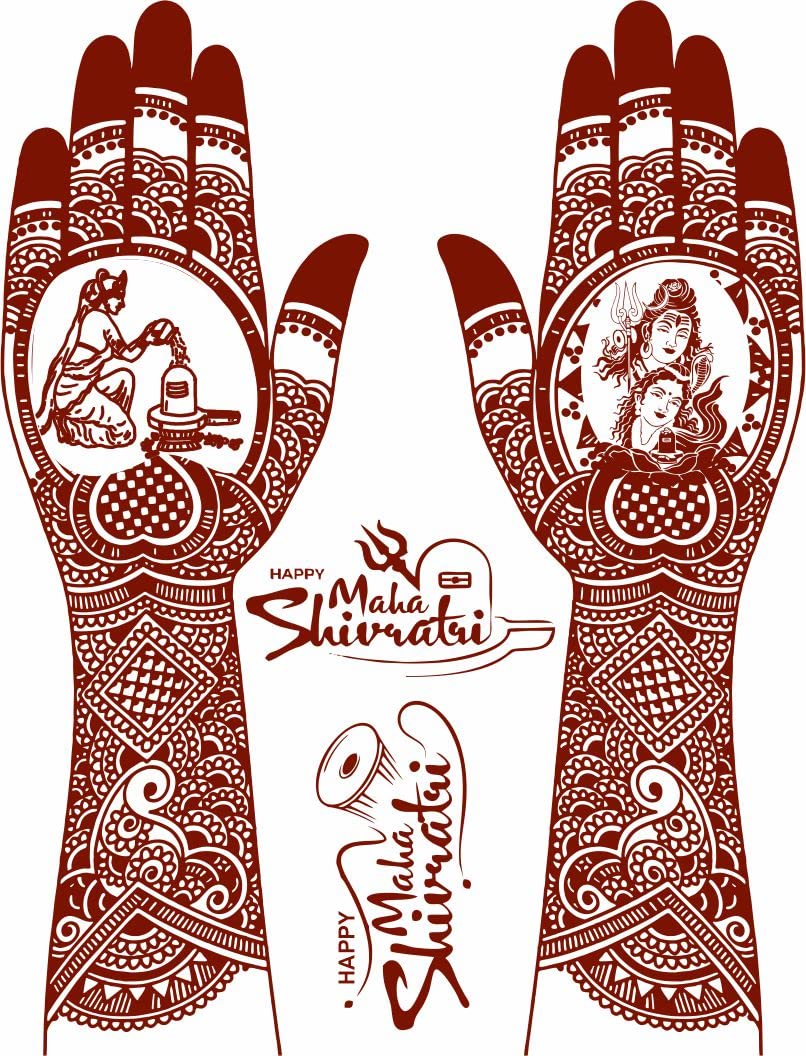 Mehndi Design Shivratri Special Temporary Tattoo For Girls & Women Waterproof