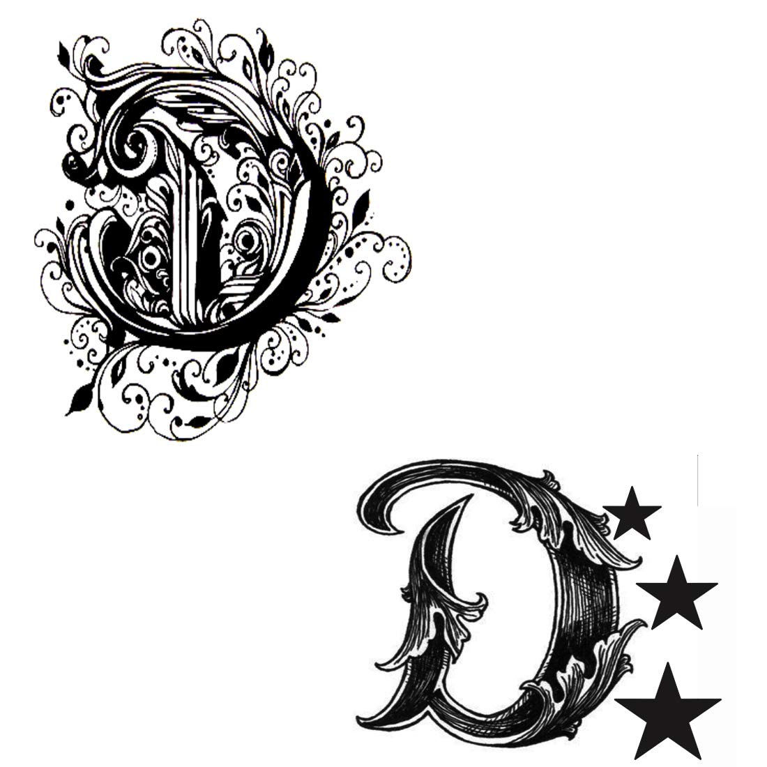 Name D Letter Two Design Alphabet Body Temporary Tattoo Waterproof For Girls Men Women