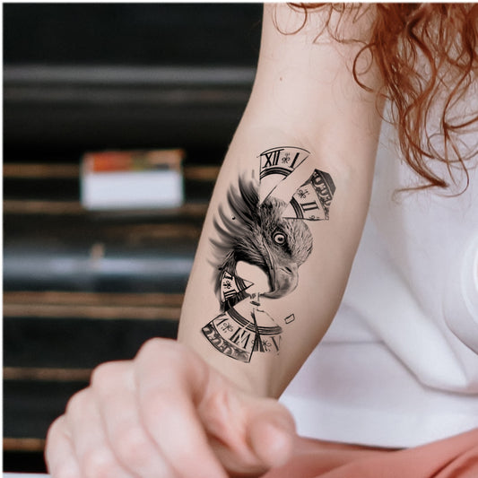 Eagle With Compass Tattoo Waterproof Sticker Temporary Body Tattoo