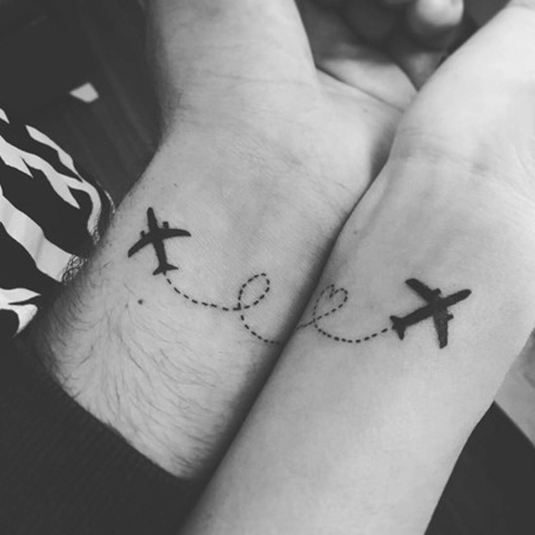 Flying Airplane Love Heart Temporary Body Tattoo Waterproof For Girls Men Women - Temporarytattoowala