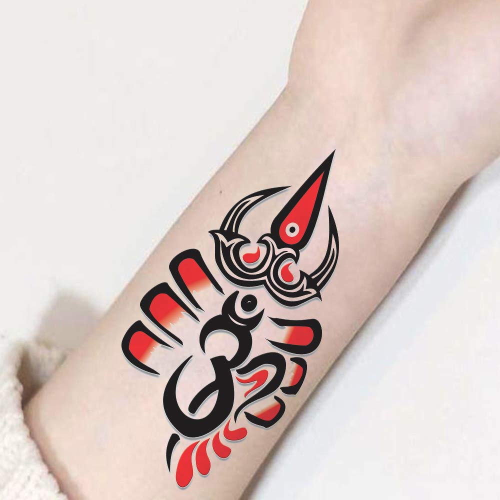 Temporary Tattoowala Om with Trishul Tattoo Temporary Body Waterproof Boy and Girl Tattoo - Temporarytattoowala