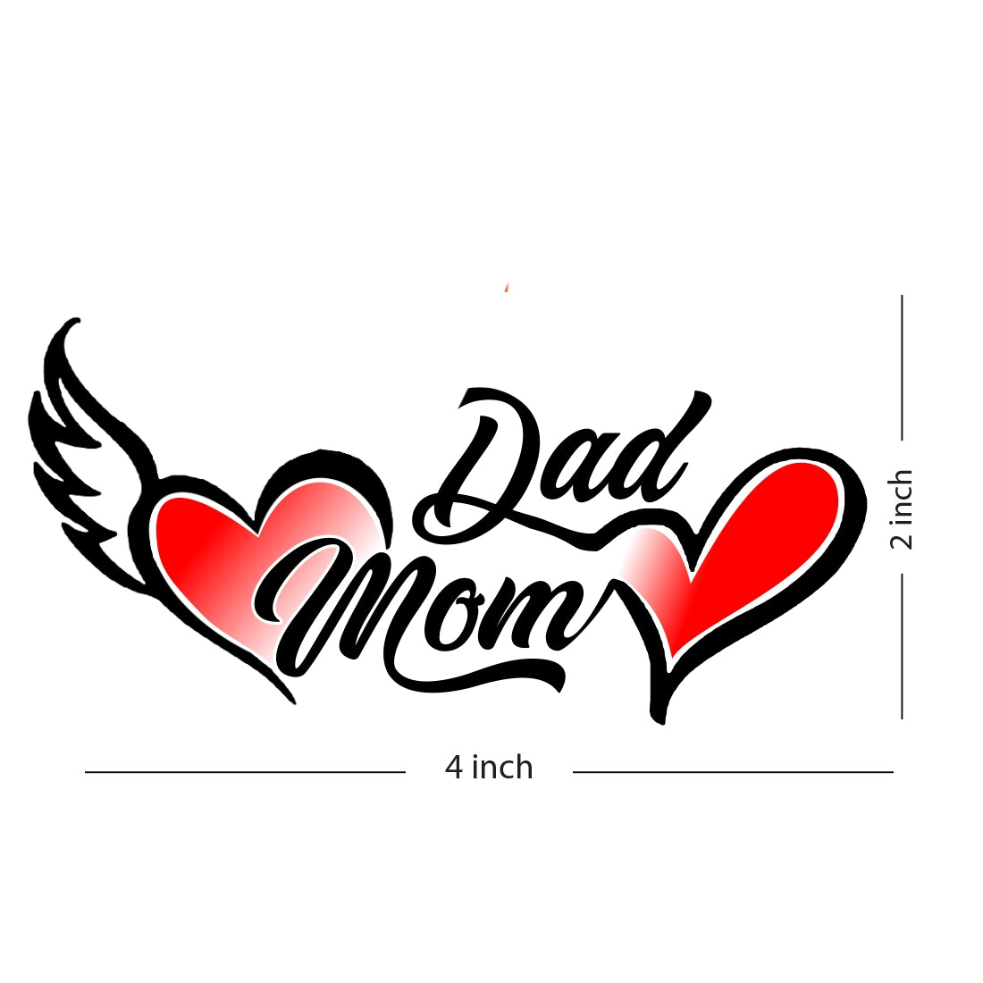 Wing with Heart Mom Dad Tattoo Waterproof Men and Girl Temporary Body Tattoo