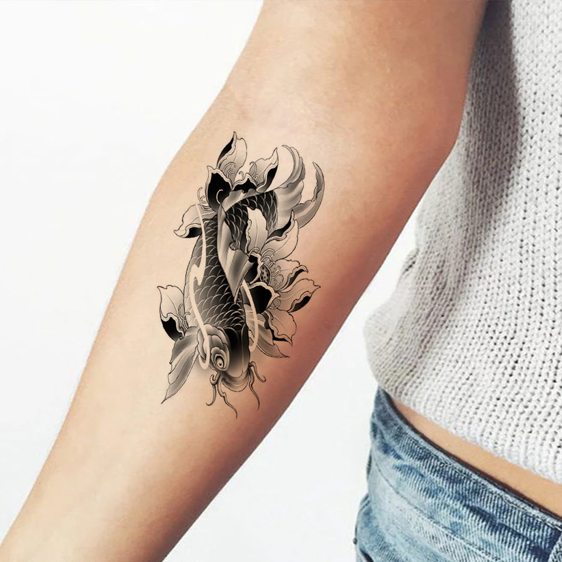 Fish Tattoo Waterproof Male and Female Temporary Body Tattoo - Temporarytattoowala