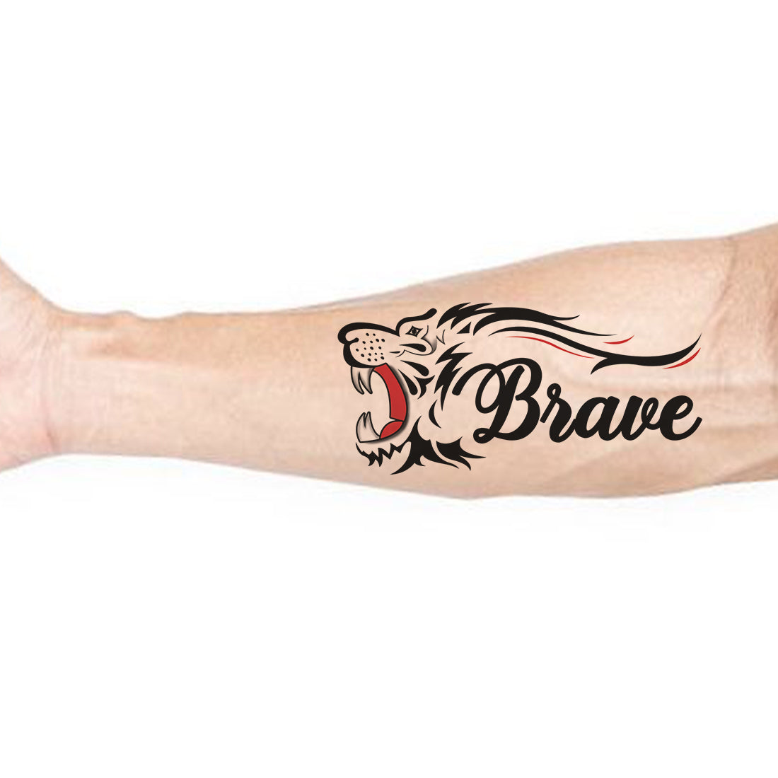 Brave and Tiger Tattoo Waterproof For Men and Women Temporary Tattoo