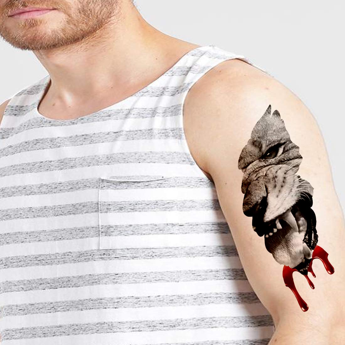 Angry Lion Blood Like Teen Tattoo Waterproof Male and Female Temporary Body Tattoo - Temporarytattoowala