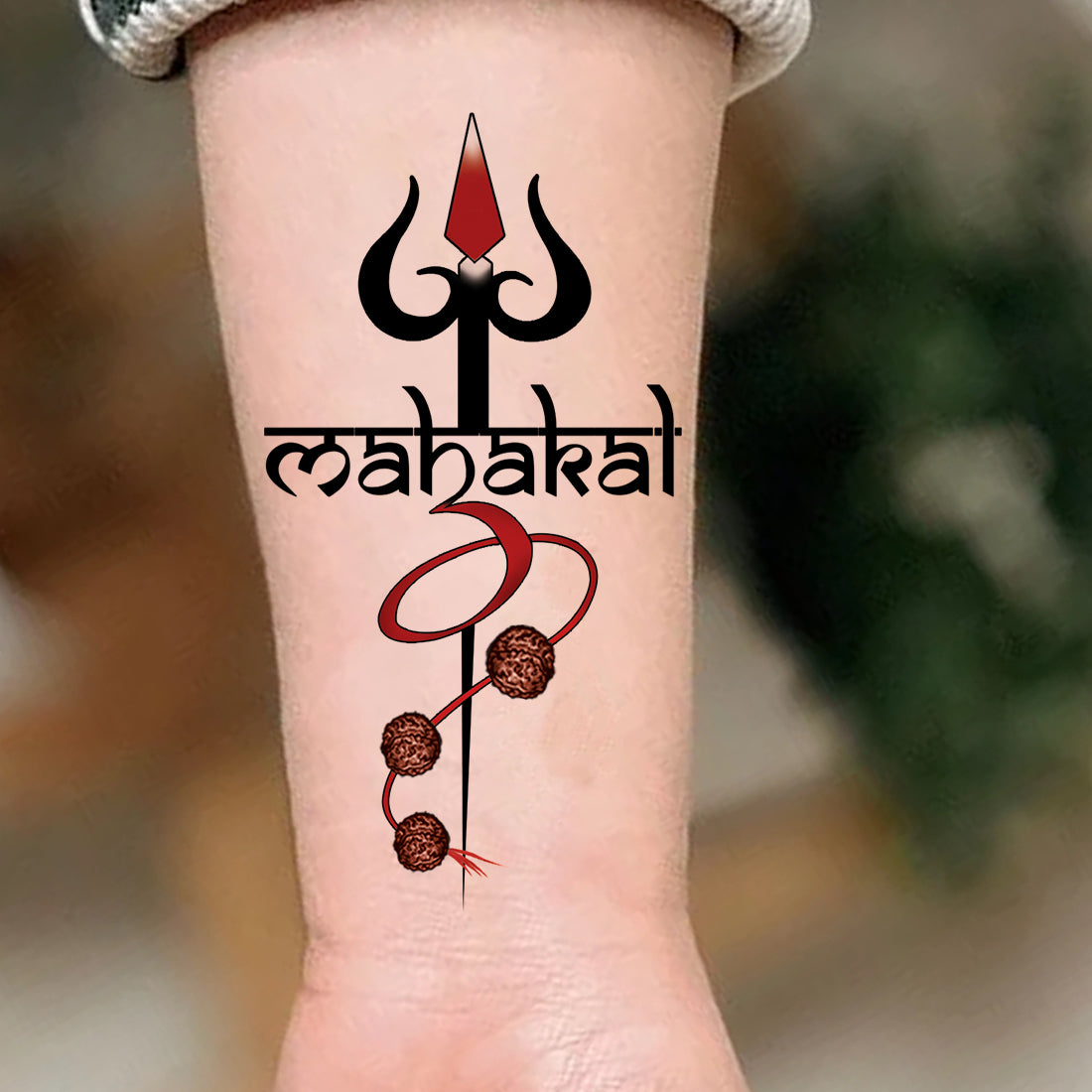 Trishul and Mahakal Tattoo Rudhraksha Waterproof For Men and Women Temporary Tattoo