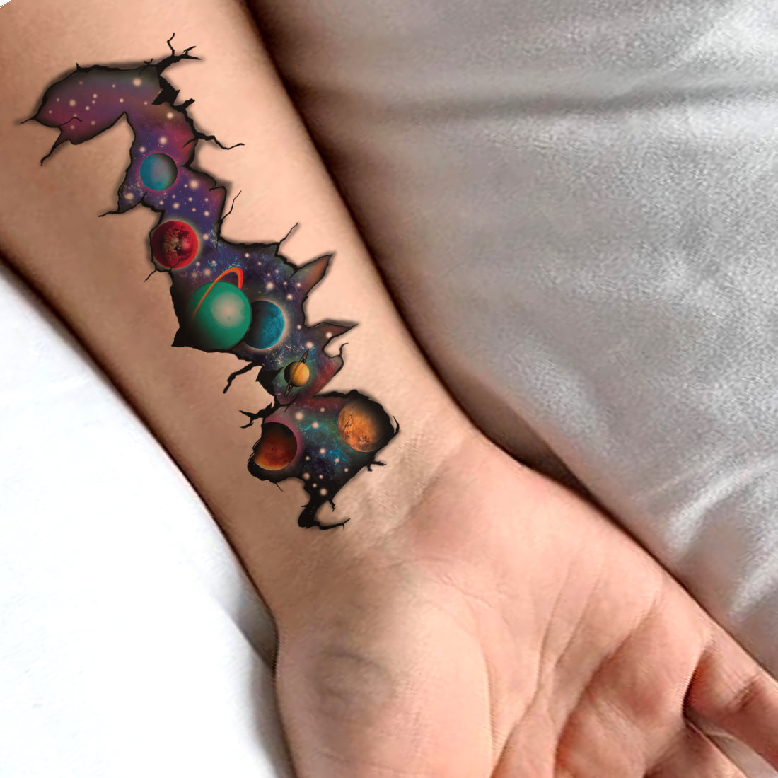 Planet On My Hand Design Temporary Tattoo Waterproof For Male and Female Temporary Body Tattoo