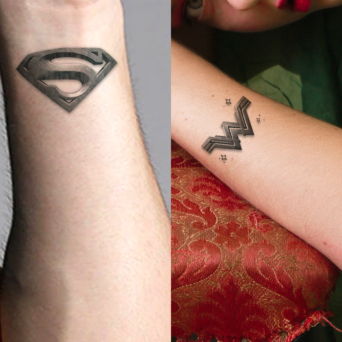 Superman and Wonder Woman Power Tattoo Waterproof Temporary Body Tattoo